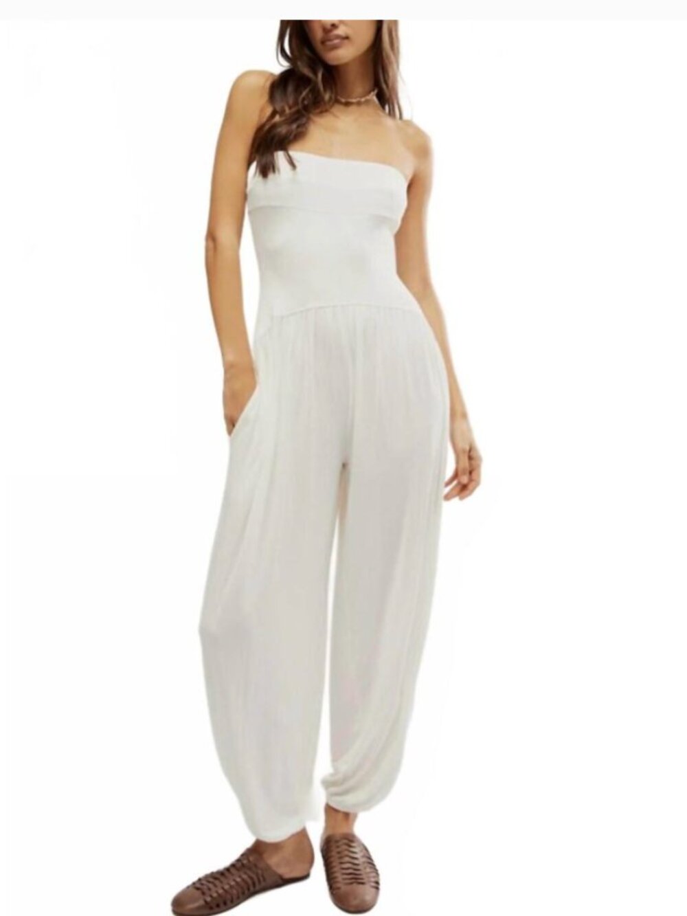 NWT  FREE PEOPLE mora one piece in Off white Small Drop -Waist Small - Picture 2 of 9